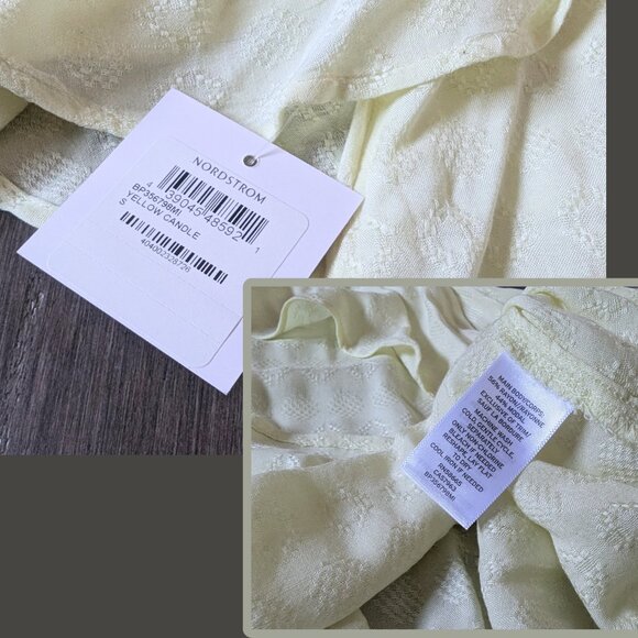 Nordstrom BP, Strappy Open Shoulder Bell Sleeve Top, Yellow Candle, Sz S - Picture 4 of 5